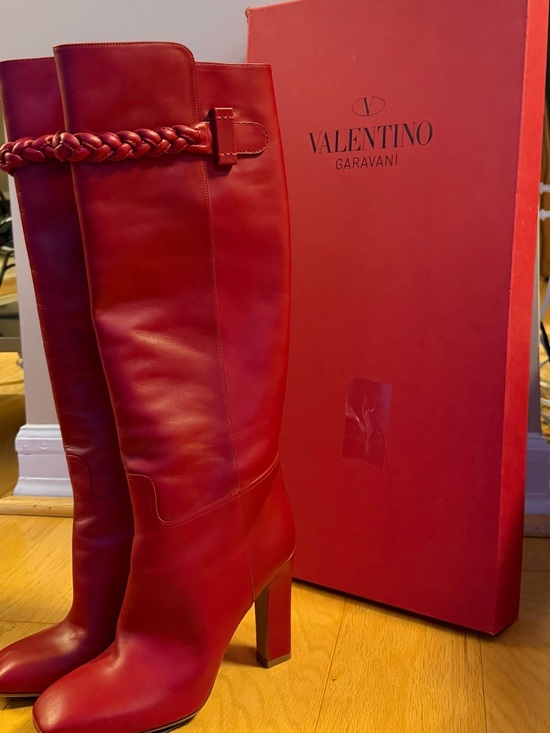 Valentino Shoes - Valentino Garavani Knee-High Boots - Red Leather - EU 39.5 (US 9-9.5)